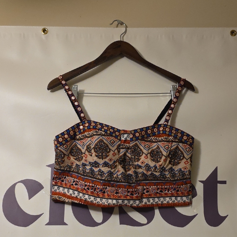 Xhilaration Multicolor Patterned Crop Top